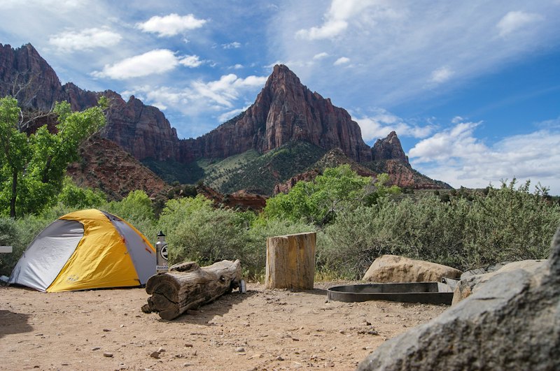 camping gear laid out